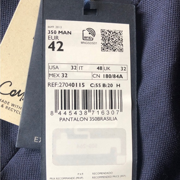 NWT Tailored  Mens Navy Blue Tapered Leg Pants in Size 34x32 - Picture 7 of 7